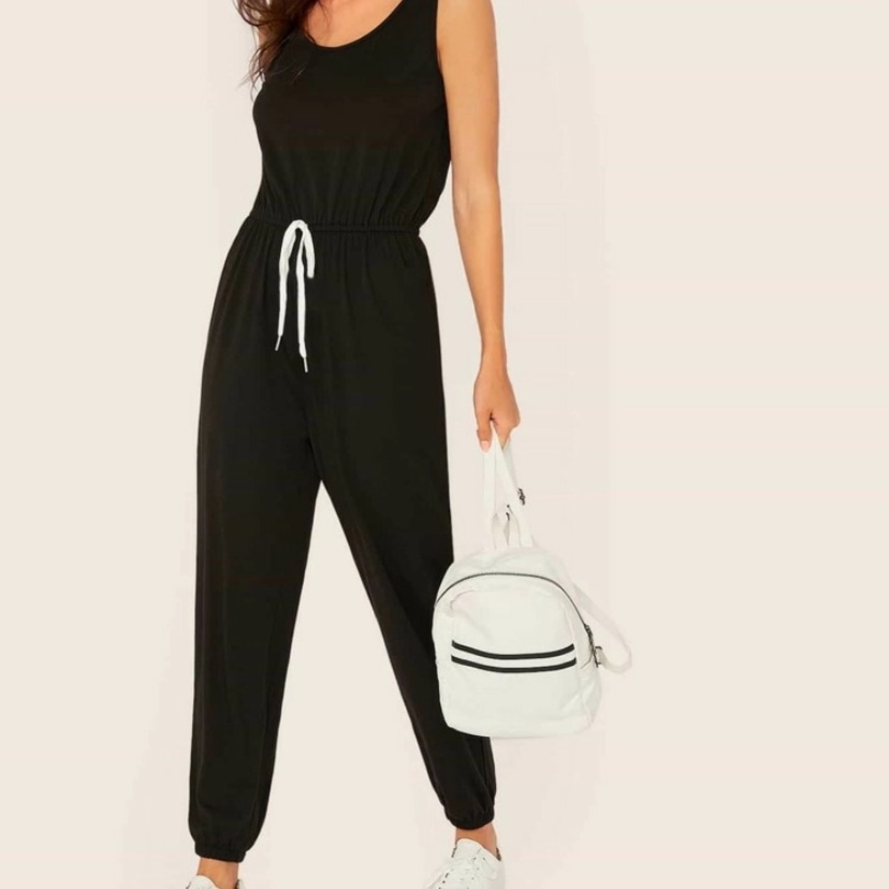 SHEIN black sweatpants romper